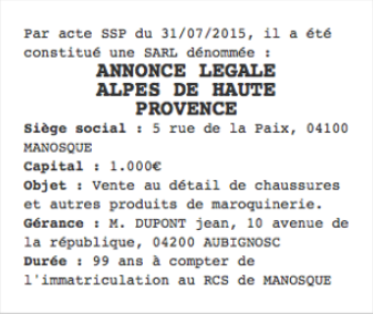 annonce legale alpes de haute provence
